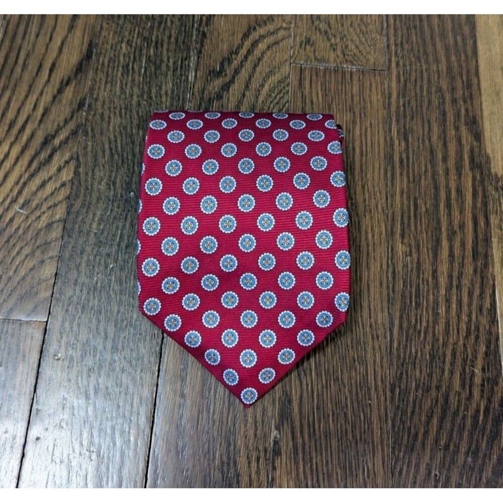 Vtg Robert Talbott Jacobson’s Men's Tie 100% Silk Red Geometric Made USA 58"x4"